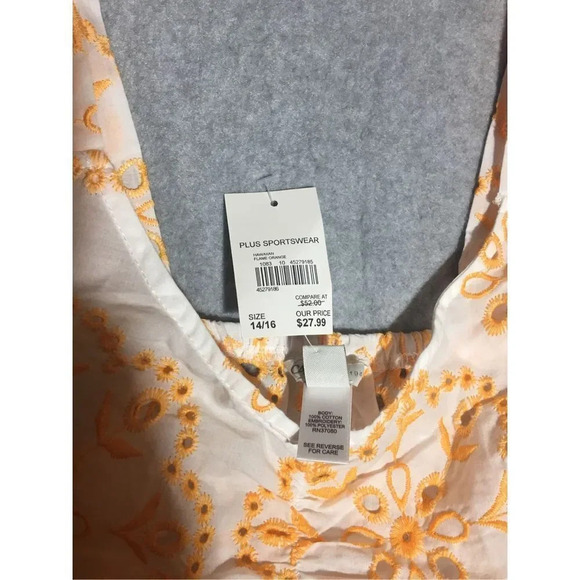 Womens NWT Cato Blouse Size 14/16 Orange White Boho Ruffle Tank Top Beachy - Picture 4 of 6